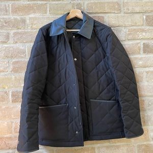 Quilted Black Jacket w/ Leather Detail